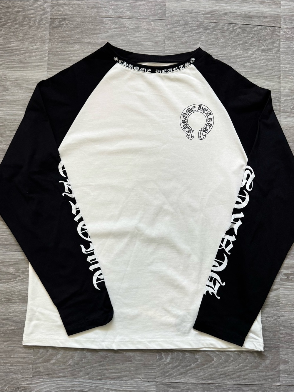 Chrome Hearts White Black Raglan Long Sleeve T-Shirt Men's Size Large